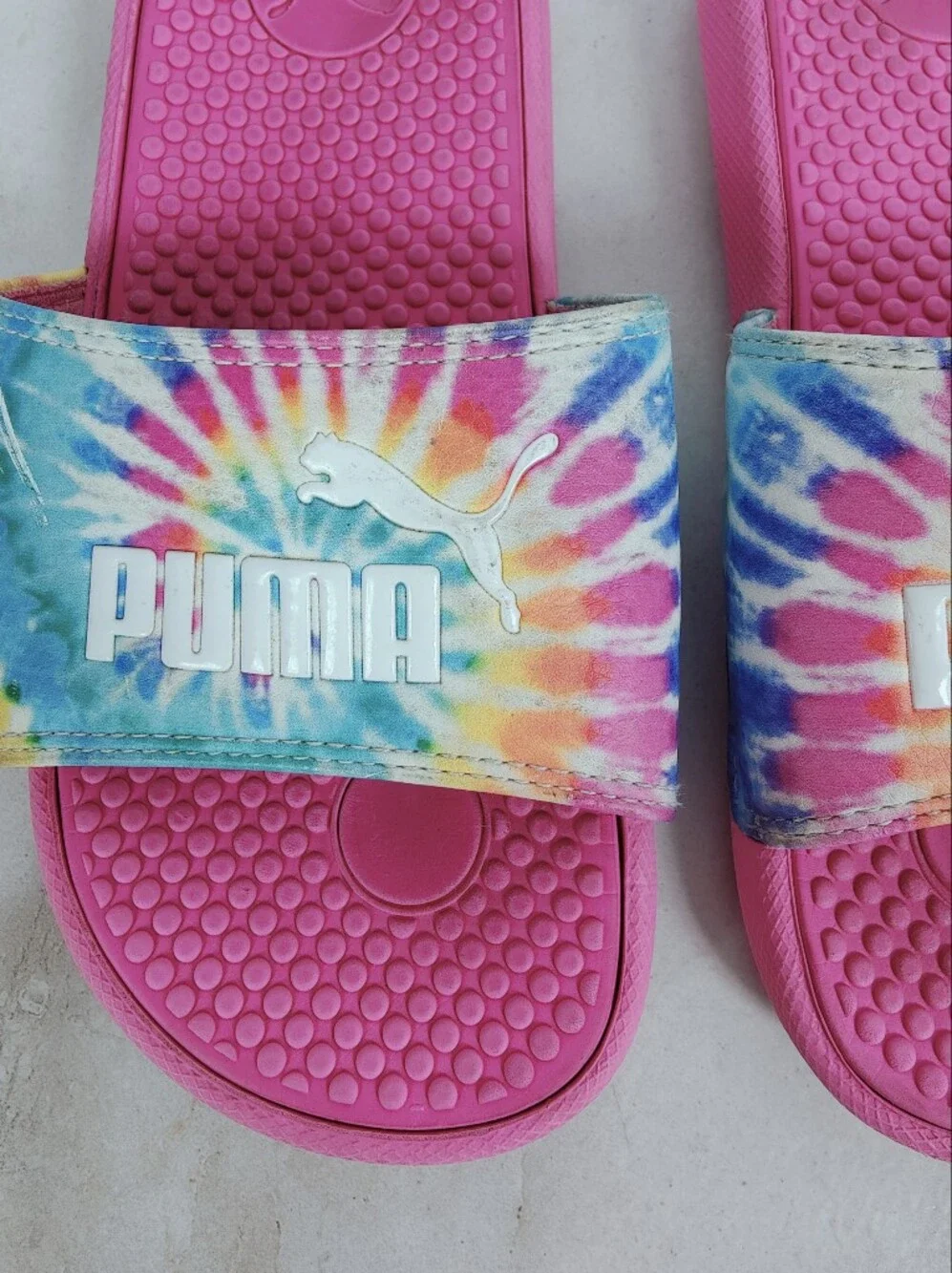 Puma Kids' Cool Cat Rainbow Tie-Dye Slides Sandals, Sz 2